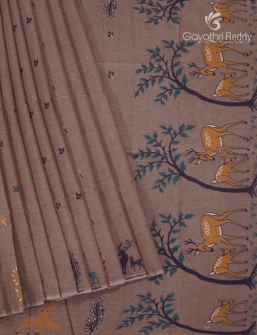 Jamdani Cotton Saree in Beige