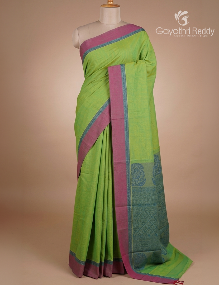 Pure Kanchi Cotton Saree in Light Green