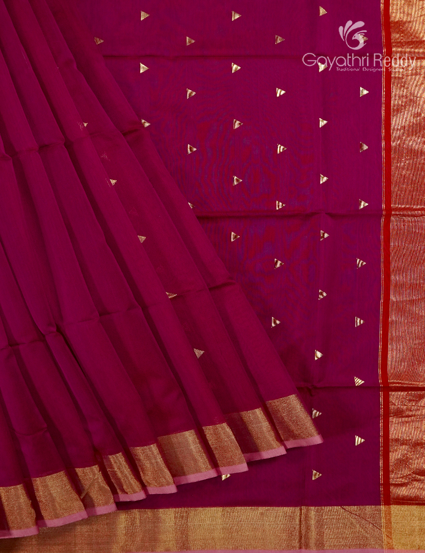 Pure Chanderi Sico Saree in Magenta