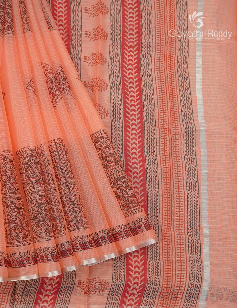 Kota Printed Saree in Pastel Peach