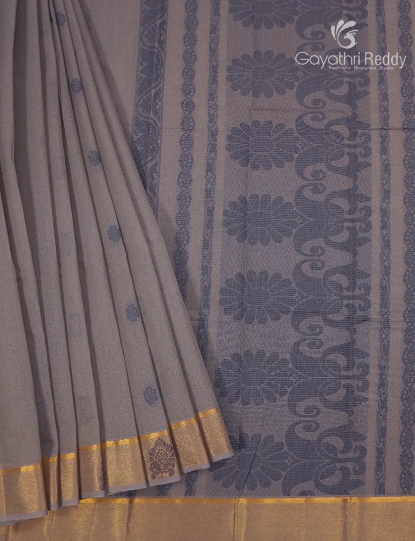 Pure Kanchi Cotton Saree in Grey