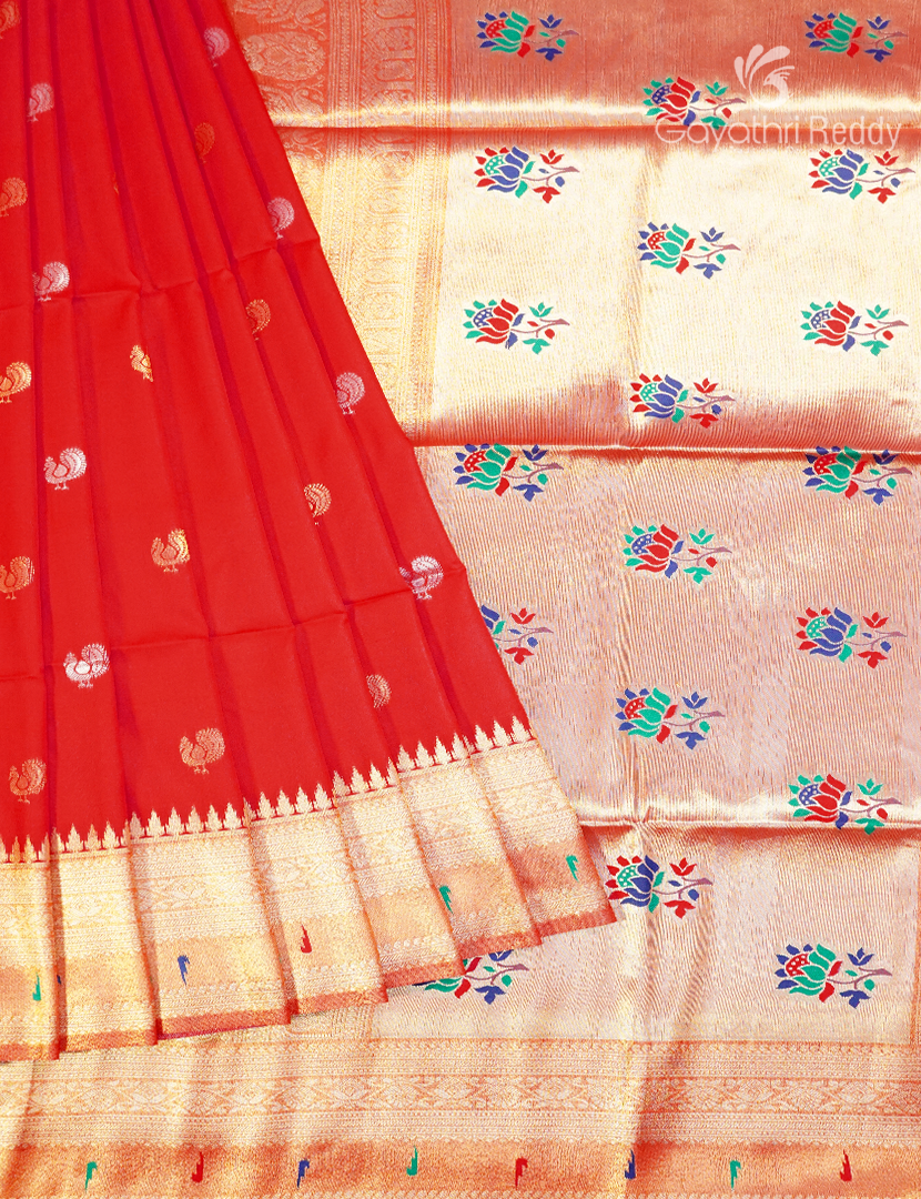 Semi Kanchipuram Art Silk Saree in Red