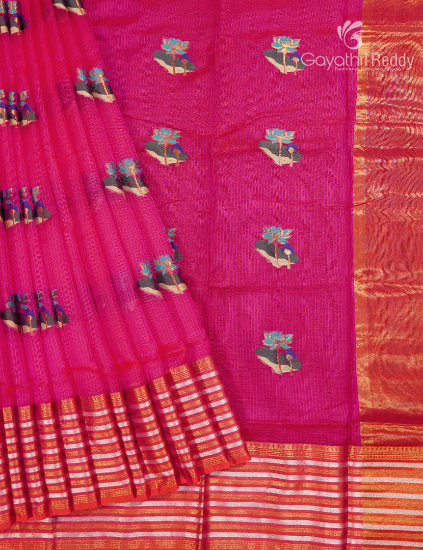 Pure Silk Kota Saree in Rani Pink