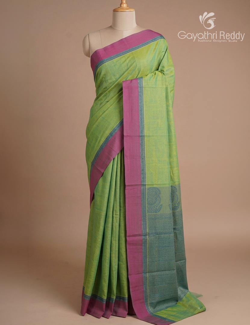 Pure Kanchi Cotton Saree in Sea Green