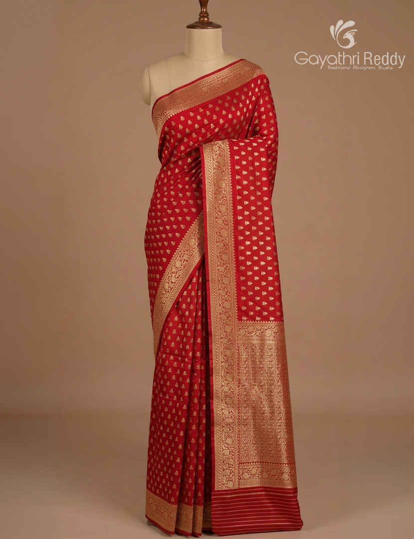Banaras Georgette Saree in Bridal Red