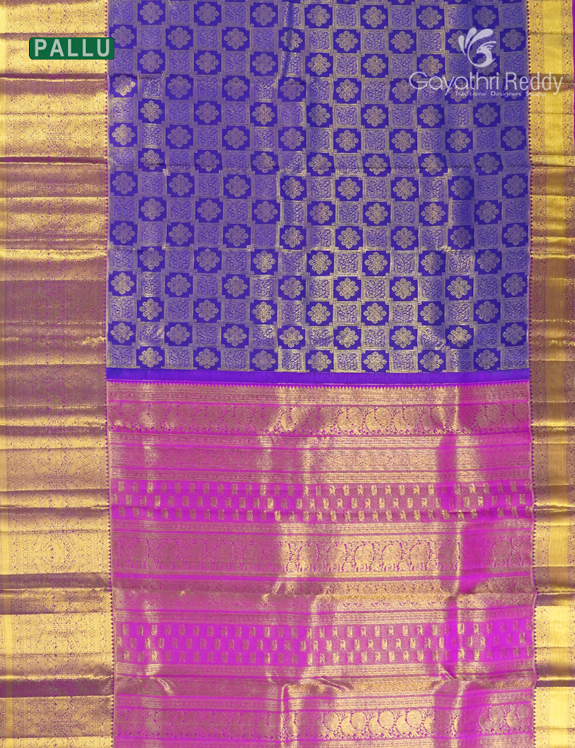 Pure Kanchipuram Silk Bridal Saree in Purple and Pink
