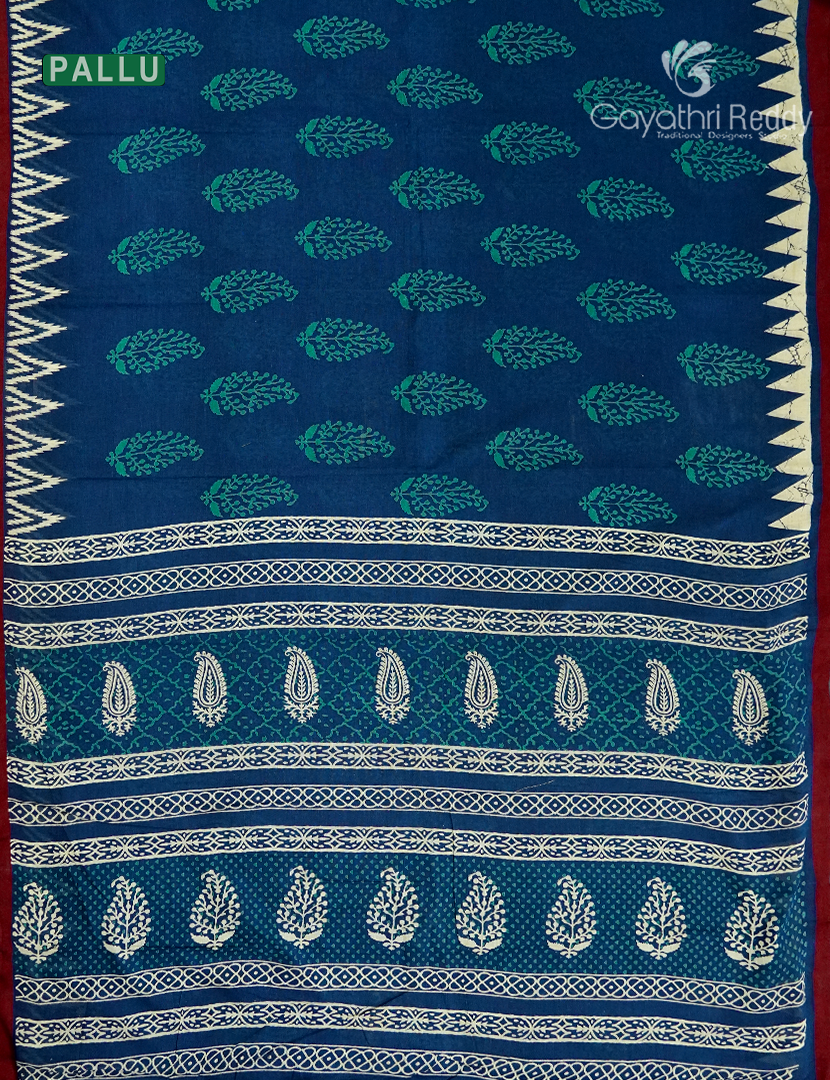 Vidharbha Cotton Saree in Indigo Blue