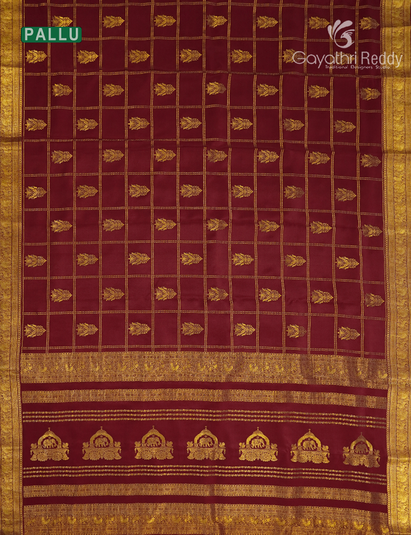 Pure Mysore Silk Saree in Deep Maroon