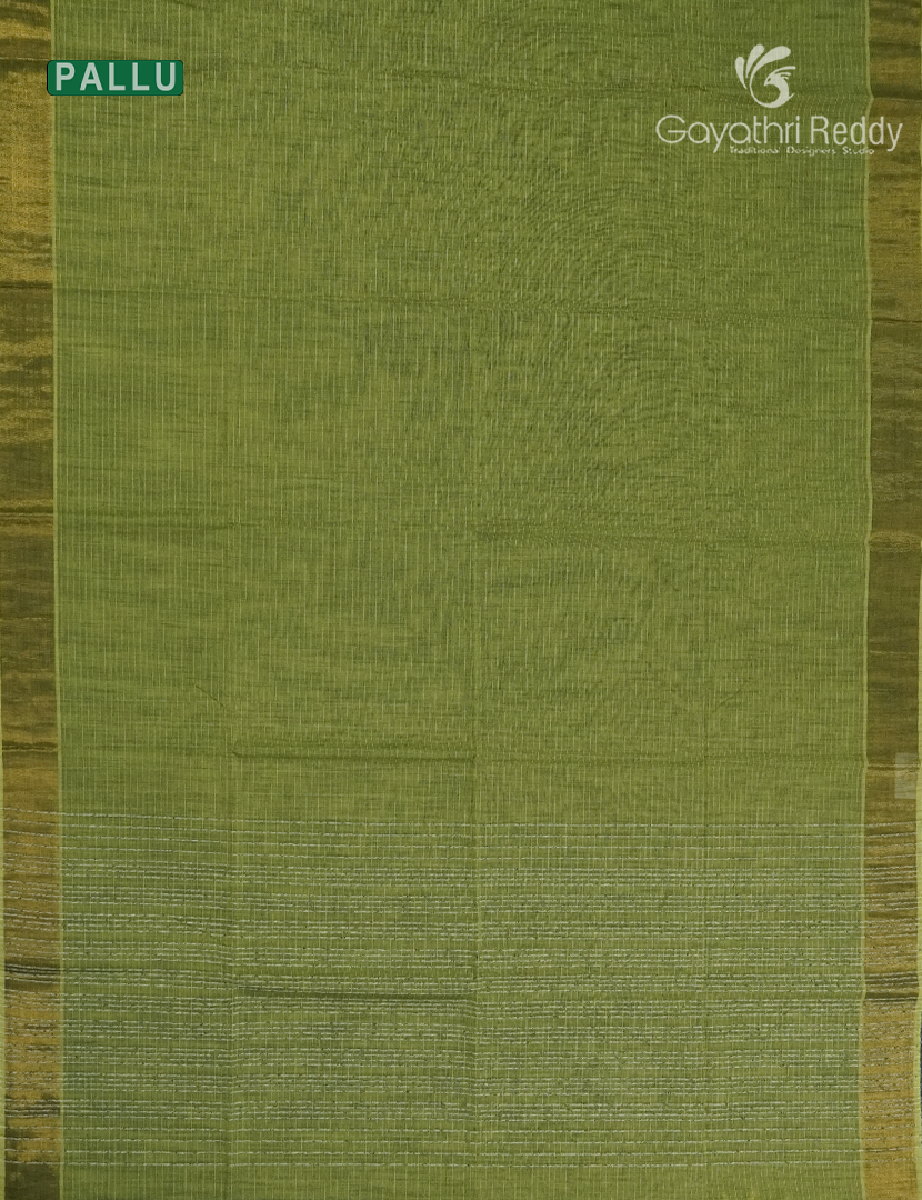 Pure Handloom Cotton Saree in Mehendi Green