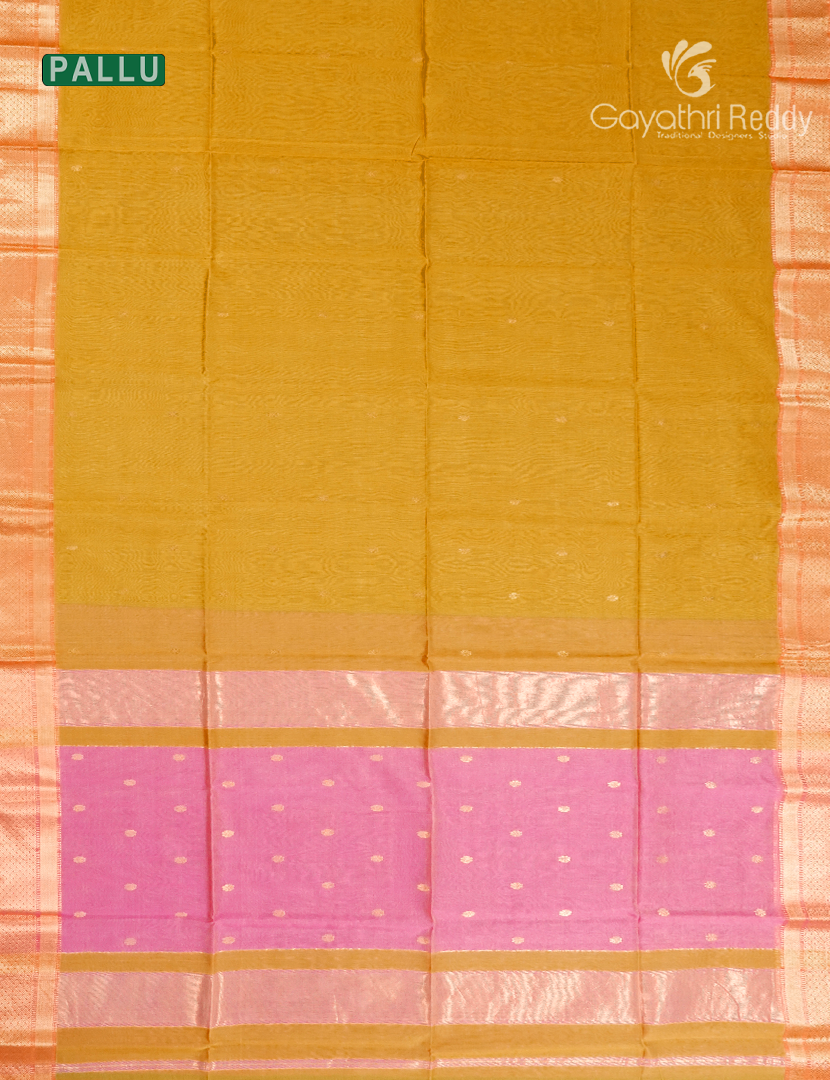 Pure Chanderi Sico Saree in Light mustard and Baby Pink