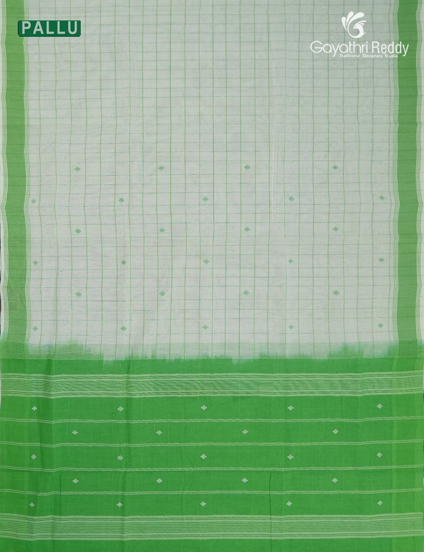 Pure Kanchi Cotton Saree in Cream and Parrot Green