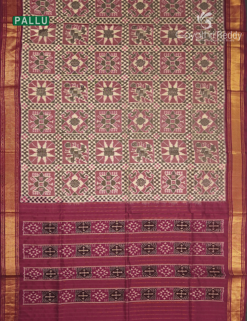 Pure Ikat Silk Saree in Onion Pink and Magenta