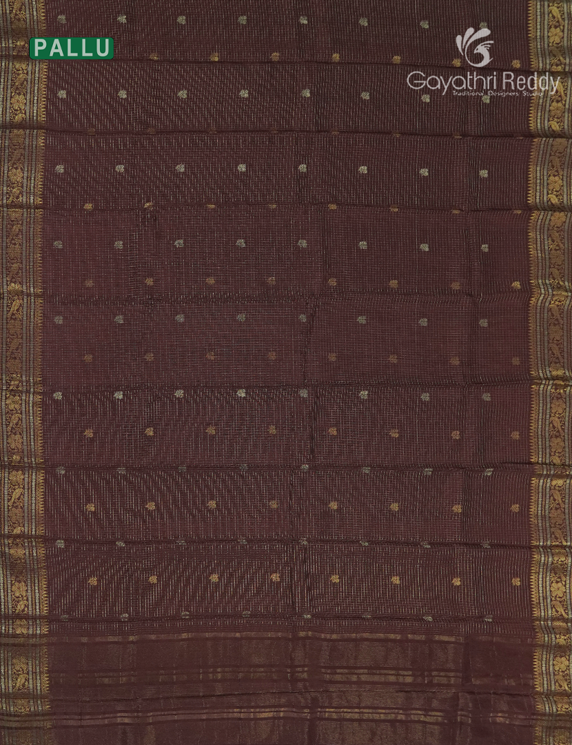 Semi Mysore Crepe Saree in Deep Brown