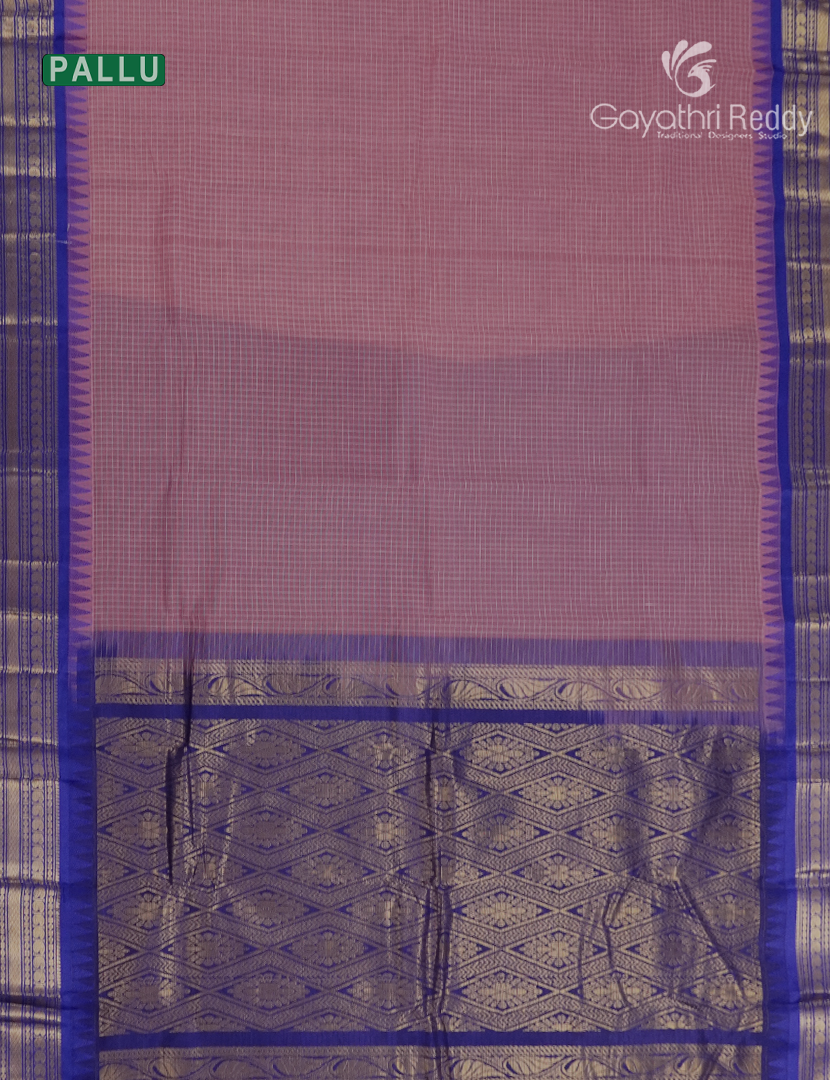 Pure Gadwal Cotton Saree in Mauve and Deep Blue