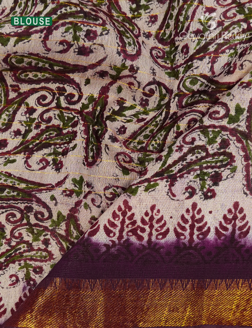 Mangalgiri Kalamkari Saree in Deep Plum