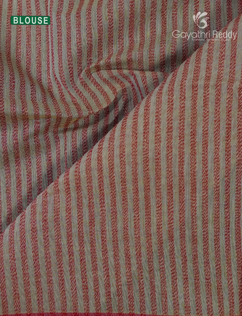 Pure Handloom Cotton Saree in Olive Beige