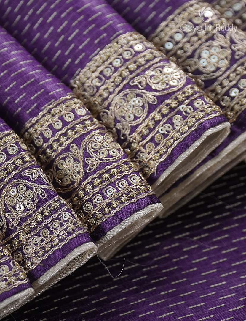 Pure Desi Tussar Fancy Saree in Deep Purple
