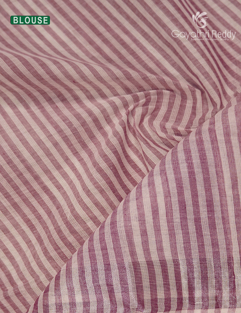 Pure Kanchi Cotton Saree in Cream and Baby Pink