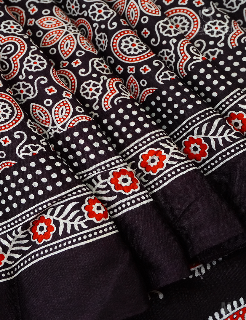 MODAL AJRAKH PRINT SAREE-PMS88
