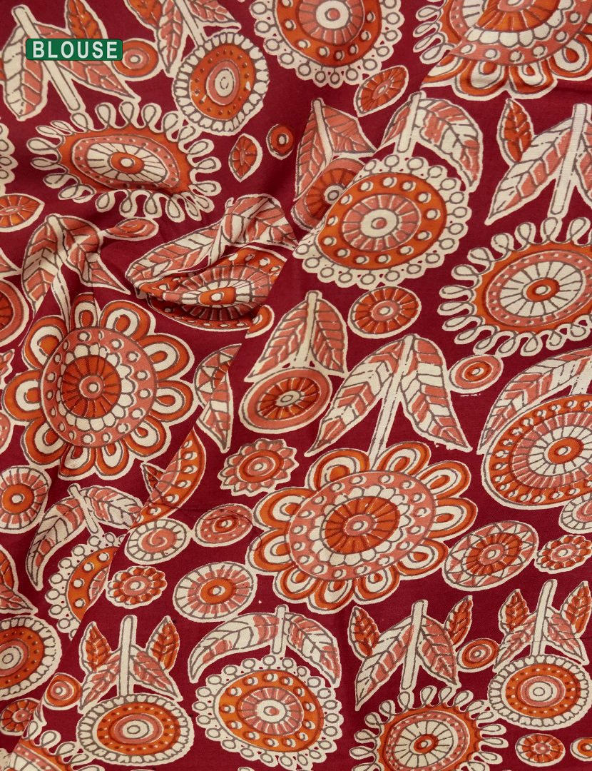 Pure MulMul Cotton Saree in Cream and Maroon Red