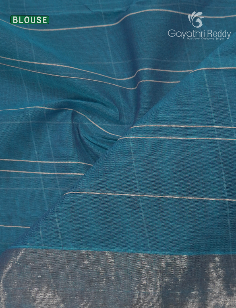 Pure Kanchi Cotton Saree in Light Peacock Green