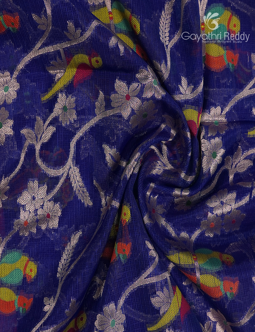 Banaras Kota Lehanga Set in Navy Blue and Rani Pink