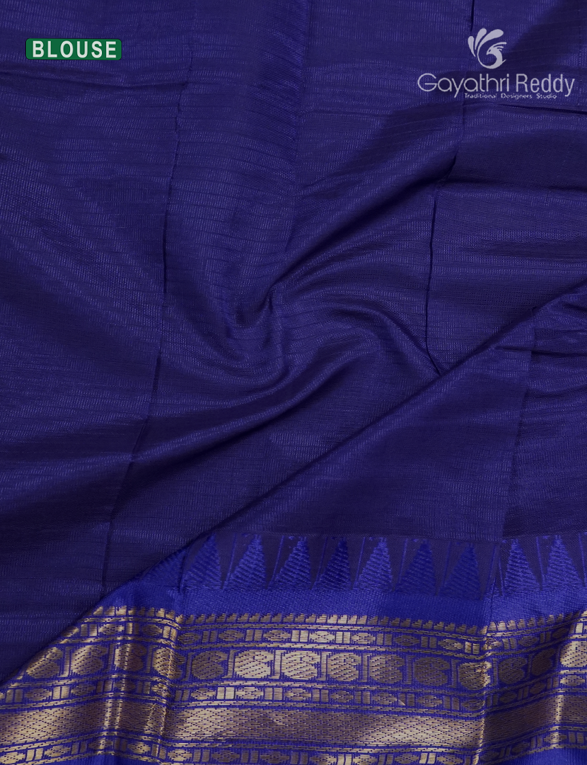 Pure Gadwal Cotton Saree in Mauve and Deep Blue