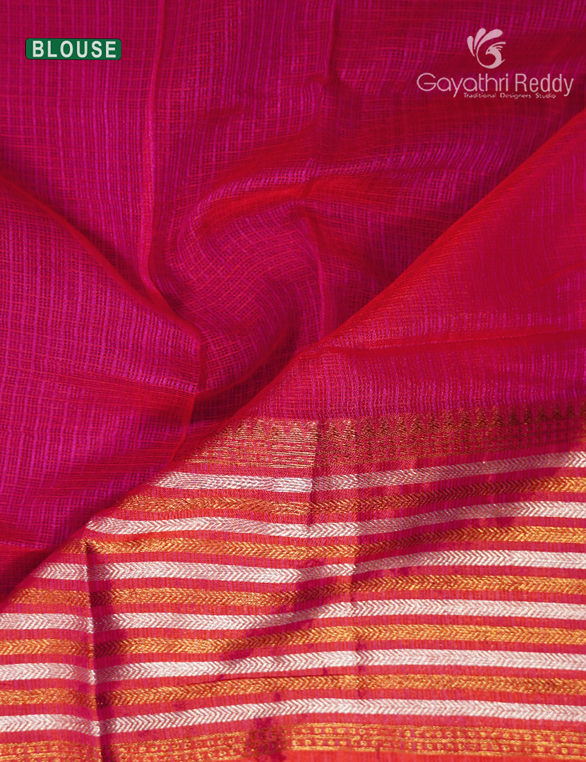Pure Silk Kota Saree in Rani Pink