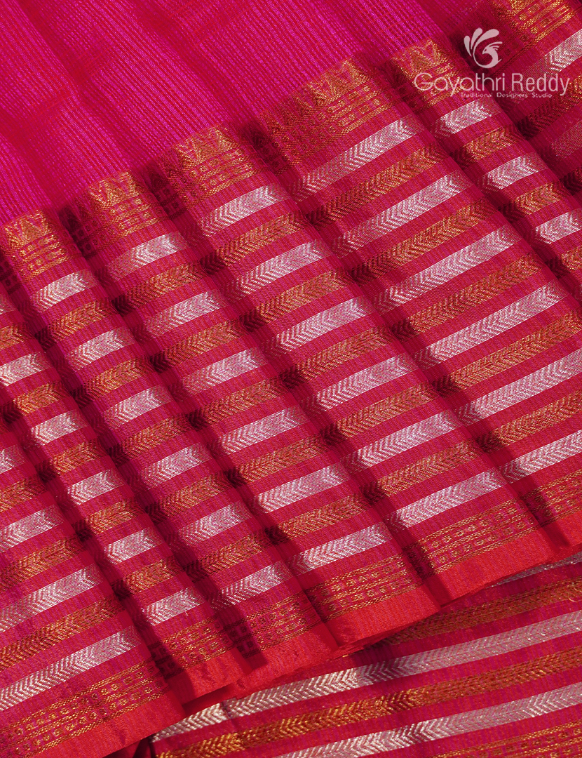 Pure Silk Kota Saree in Rani Pink