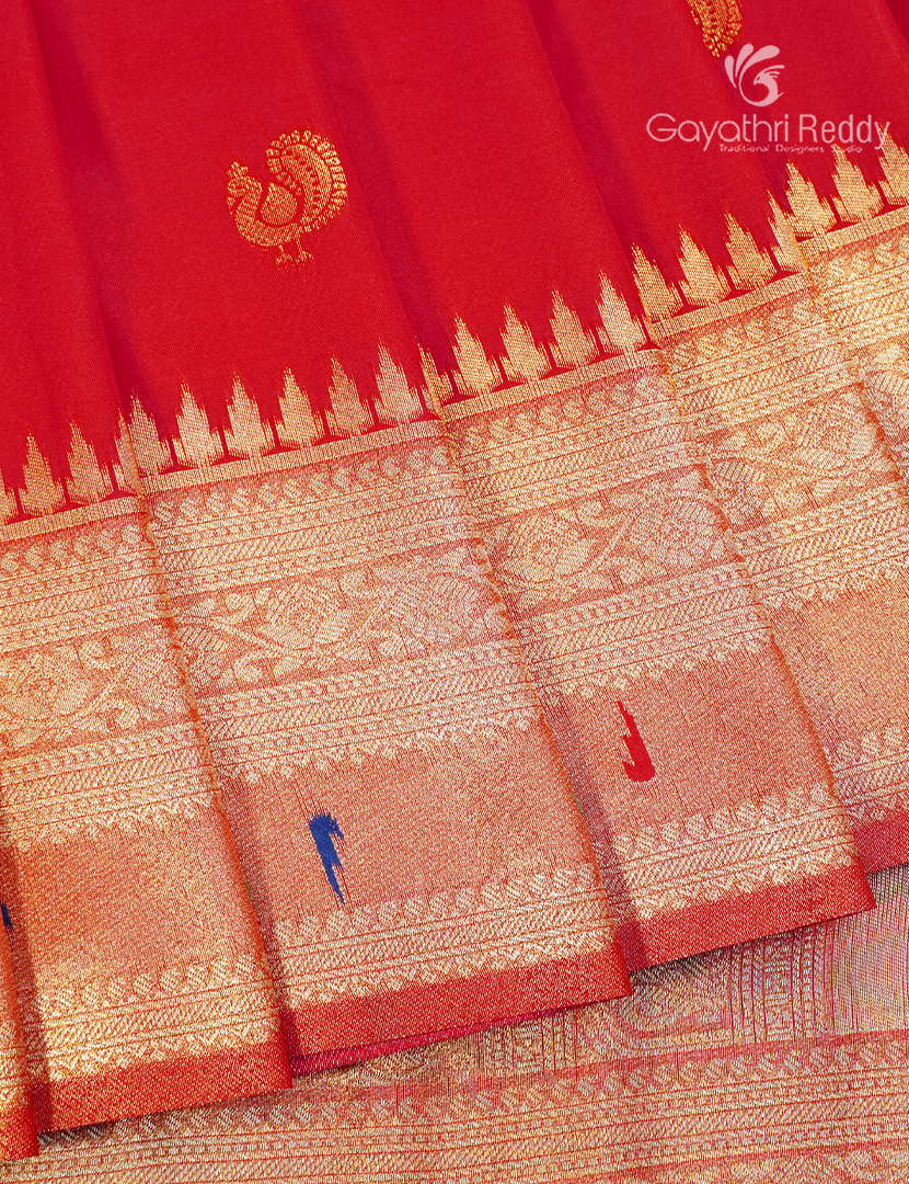 Semi Kanchipuram Art Silk Saree in Red
