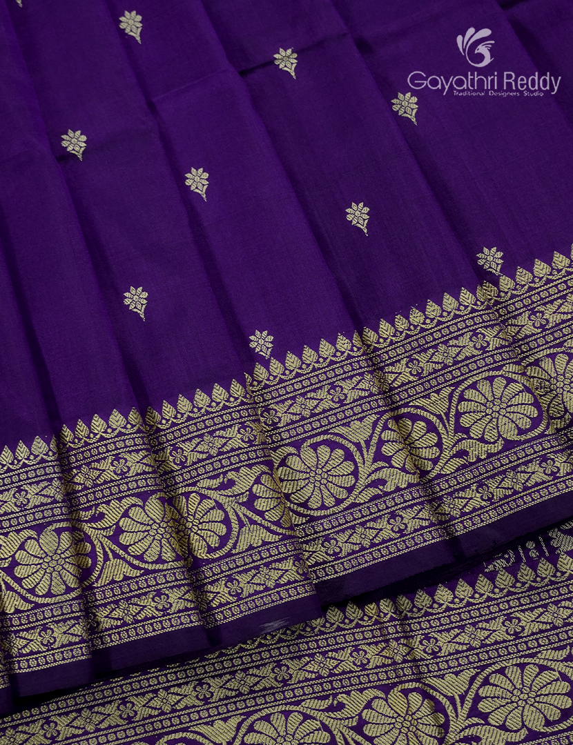 Pure Banaras Katan Silk Saree in Deep Purple
