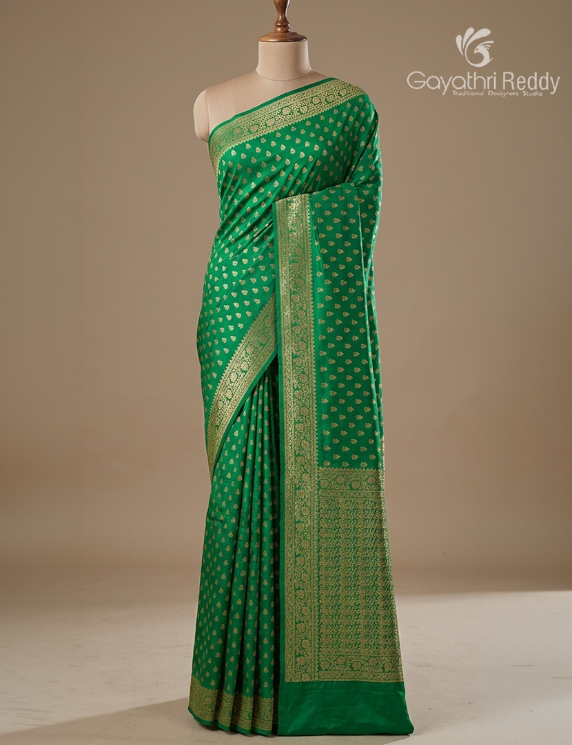 Banaras Georgette Saree in Rama Green