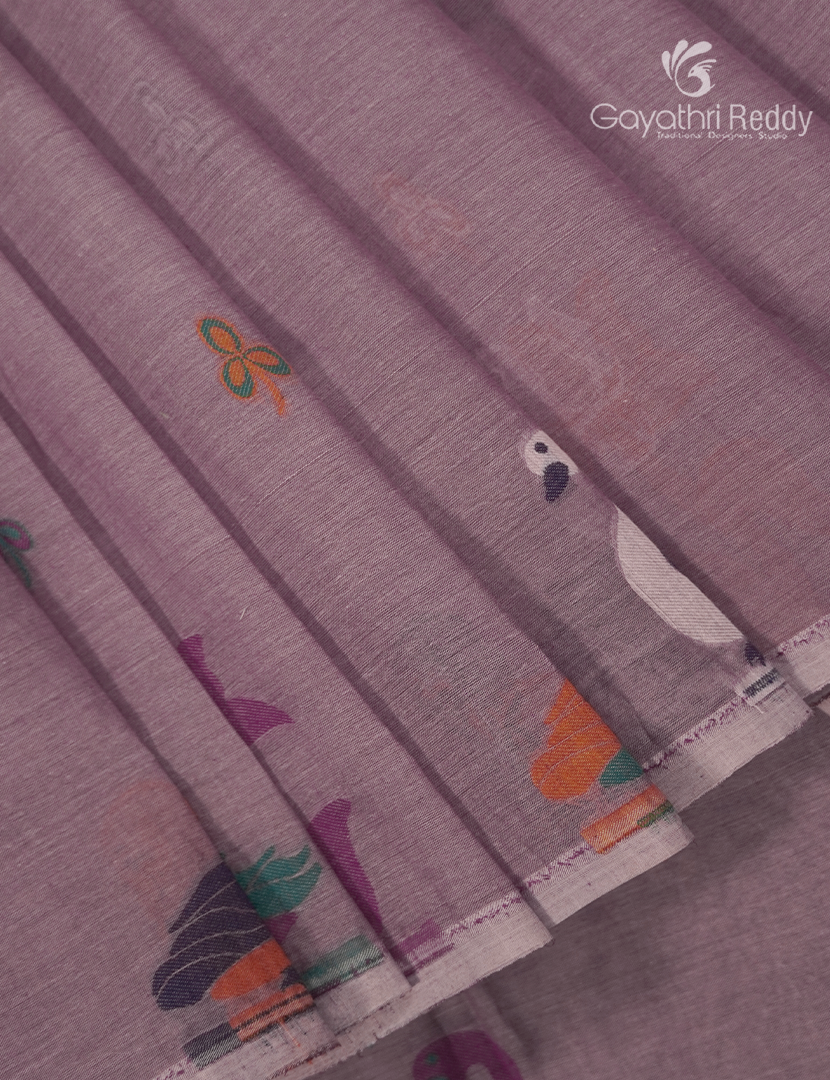 Jamdani Cotton Saree in Onion Peach