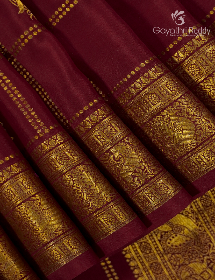 Pure Mysore Silk Saree in Deep Maroon