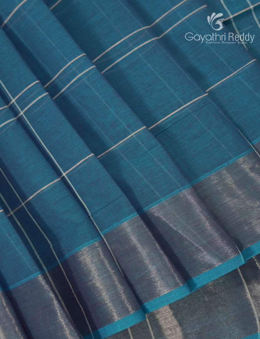 Pure Kanchi Cotton Saree in Light Peacock Green
