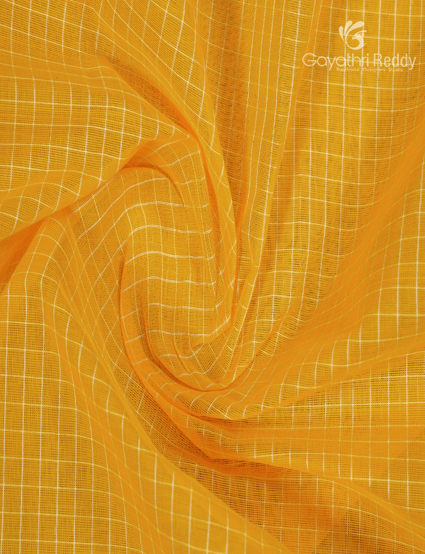 Pure Gadwal Cotton Saree in Sunflower Yellow and Deep Rama Green