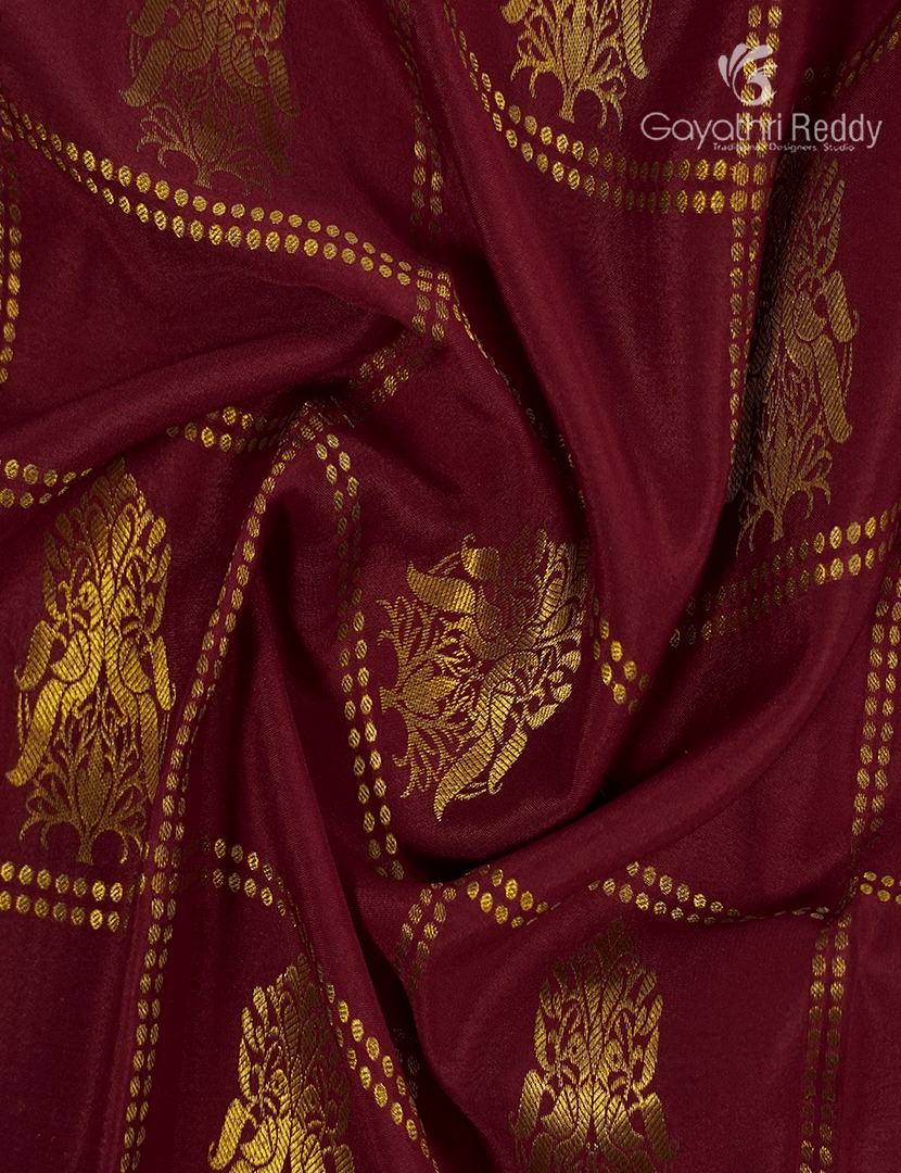 Pure Mysore Silk Saree in Deep Maroon