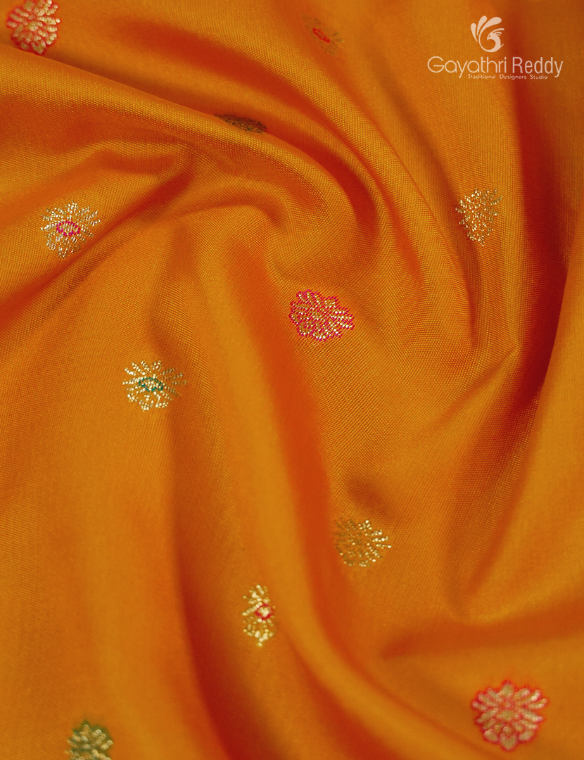 Semi Kanchipuram Silk Fancy Saree in Orange and Rani Pink
