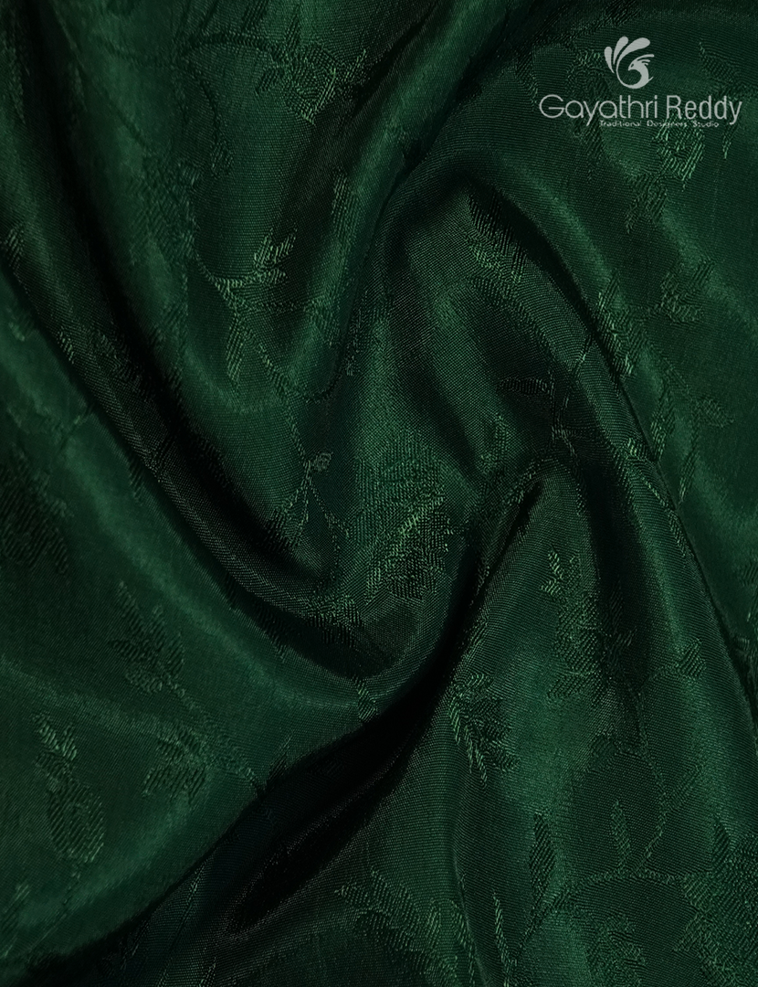 Semi Mysore Crepe Saree in Bottle Green