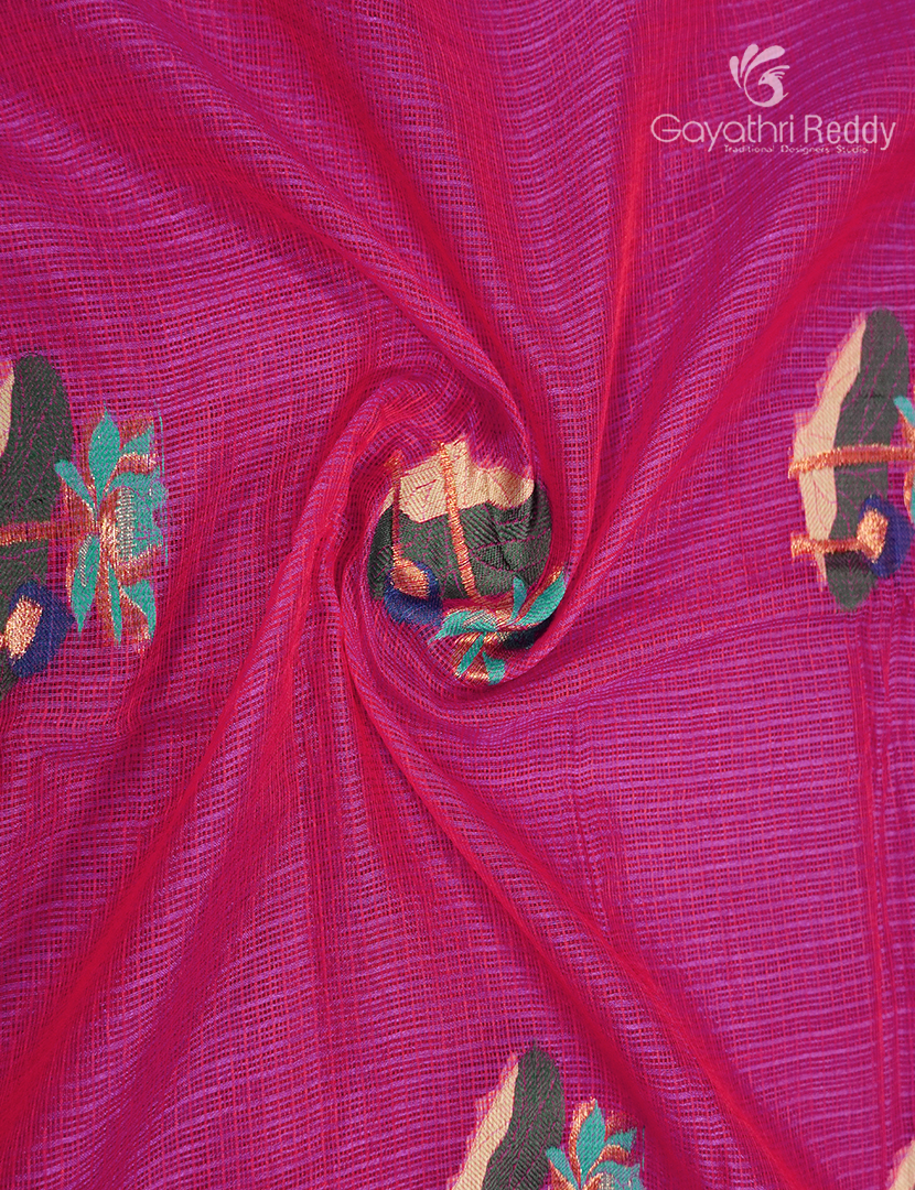 Pure Silk Kota Saree in Rani Pink