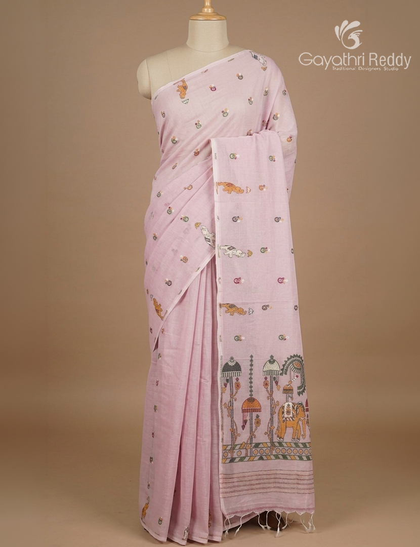 Jamdani Cotton Saree in Lilac
