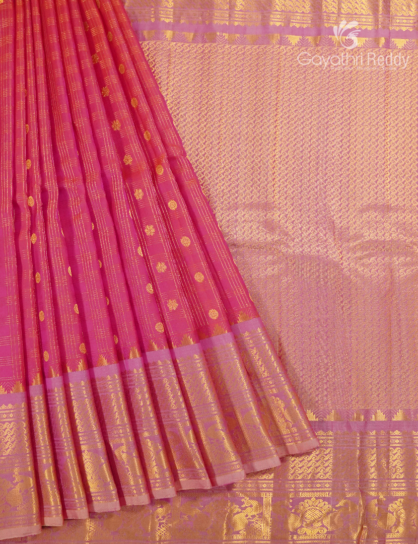 Pure Gadwal Silk Saree in Rose Pink and Baby Pink