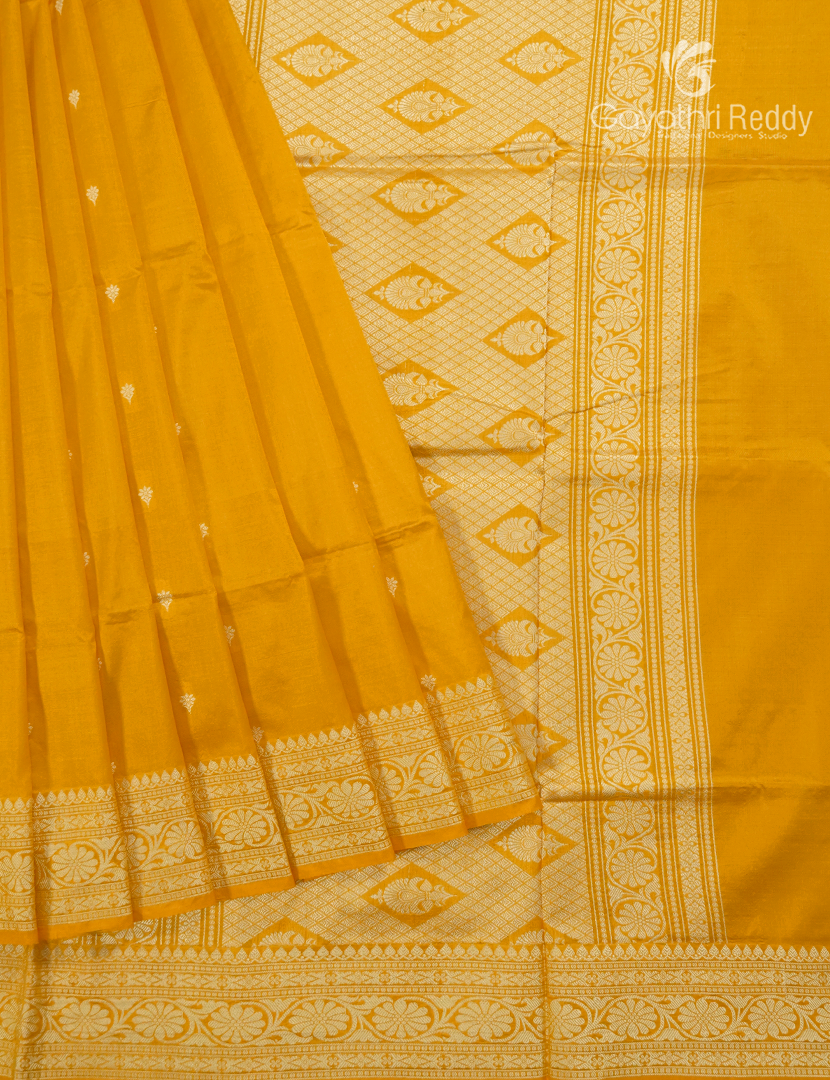 Pure Banaras Katan Silk Saree in Mango Yellow