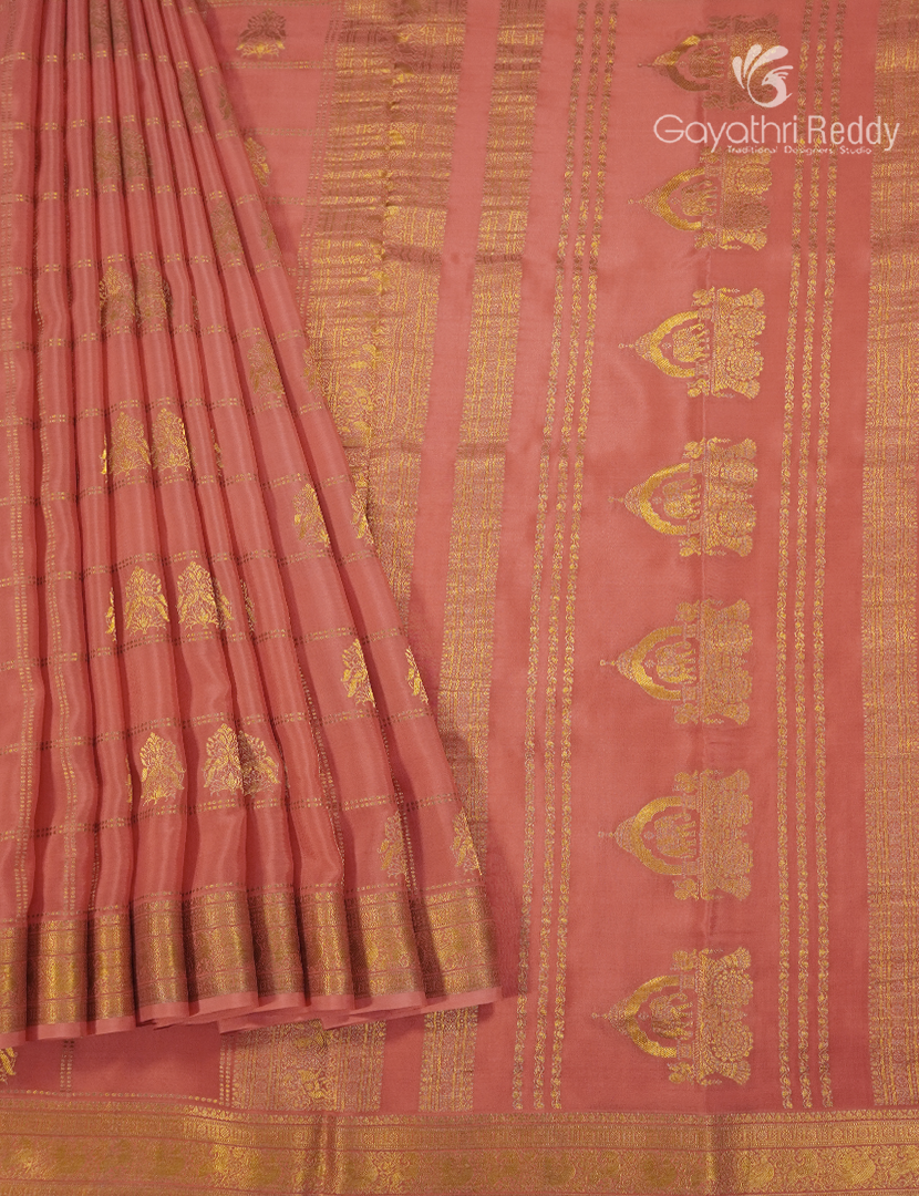 Pure Mysore Silk Saree in Peach