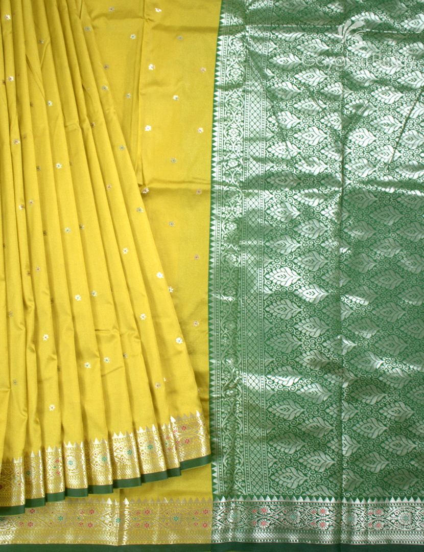 Semi Banaras Katan Silk Saree in Yellow