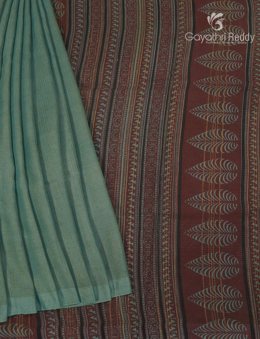 Pure Munga Silk Saree in Teal Green