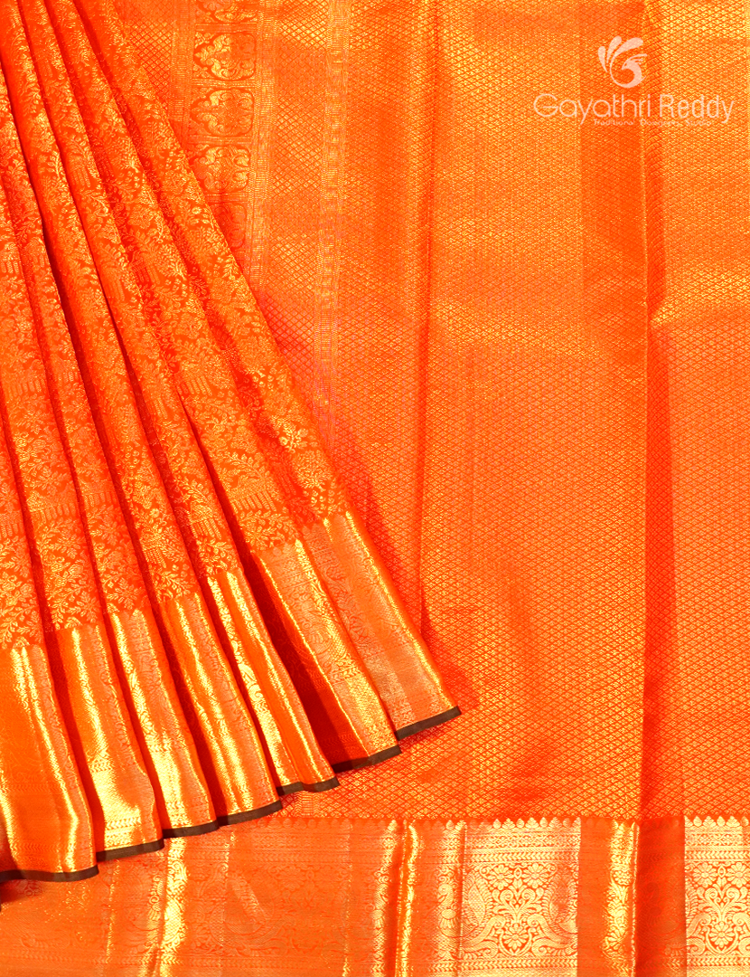 Pure Kanchipuram Bridal Silk in Orange