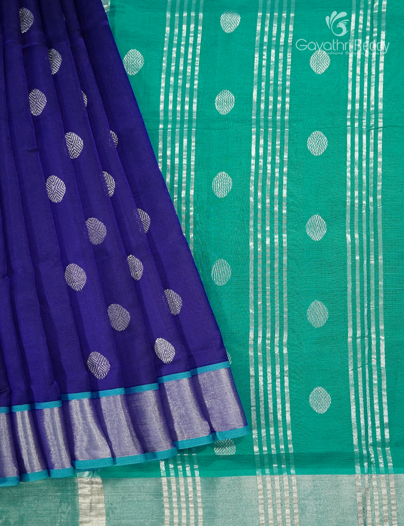 Pure Arani Sico Saree in Deep Violet and Sea Green