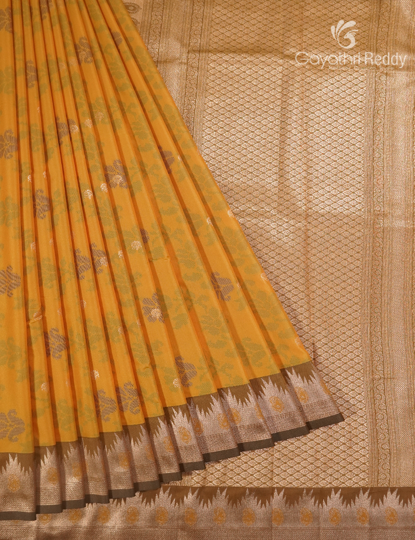 Semi Kanchipuram Art Silk Saree in Mustard