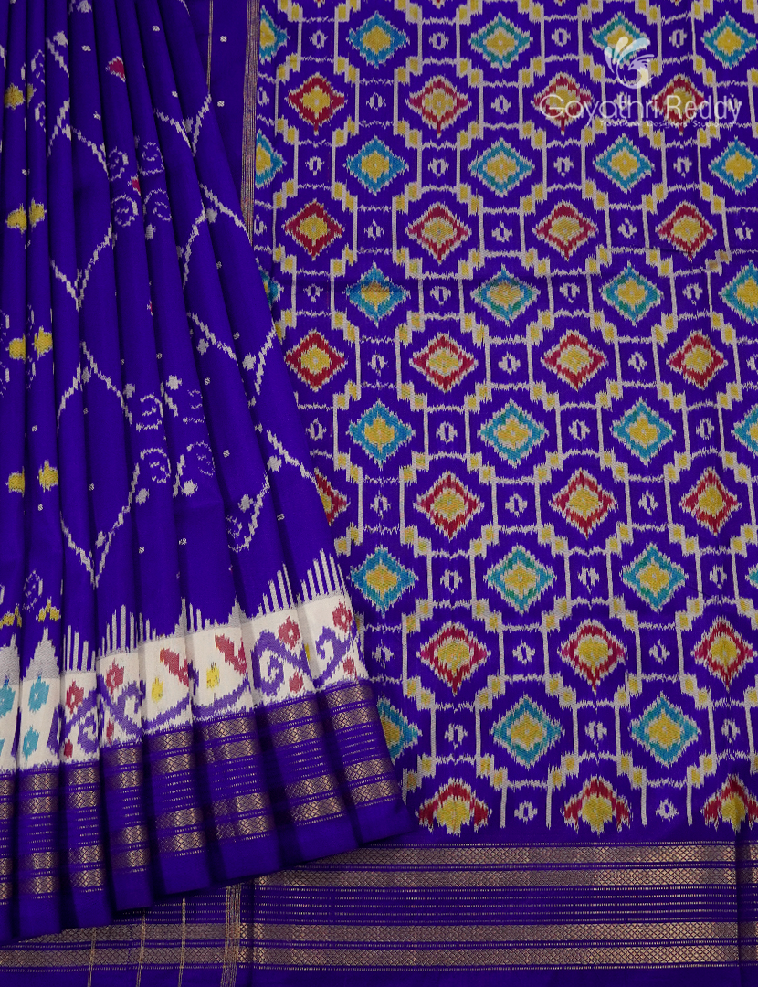 Pure Ikat Silk Saree in Blue